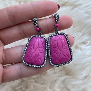 Danielle Stevens Pink Cameo Chandelier Earrings